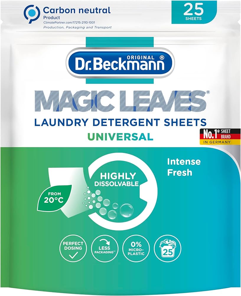 Dr Beckmann Magic Leaves Non-Bio Laundry Detergent Sheets Intense Fresh - 25 Washes