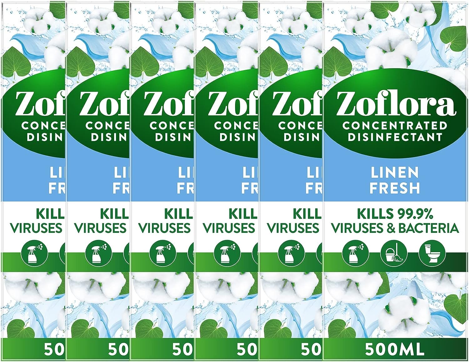 Zoflora Linen Fresh Antibacterial Disinfectant  Fragrance - 500ml(pack of 6)