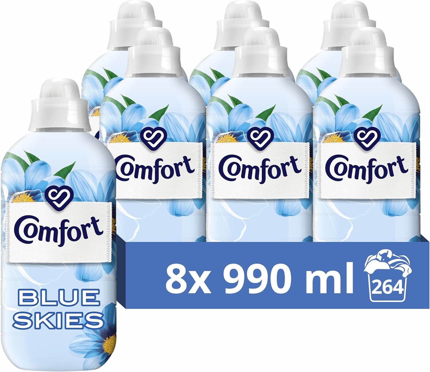 Comfort Fabric Conditioner Blue Skies 33 Wash - 990ml - Pack of 8