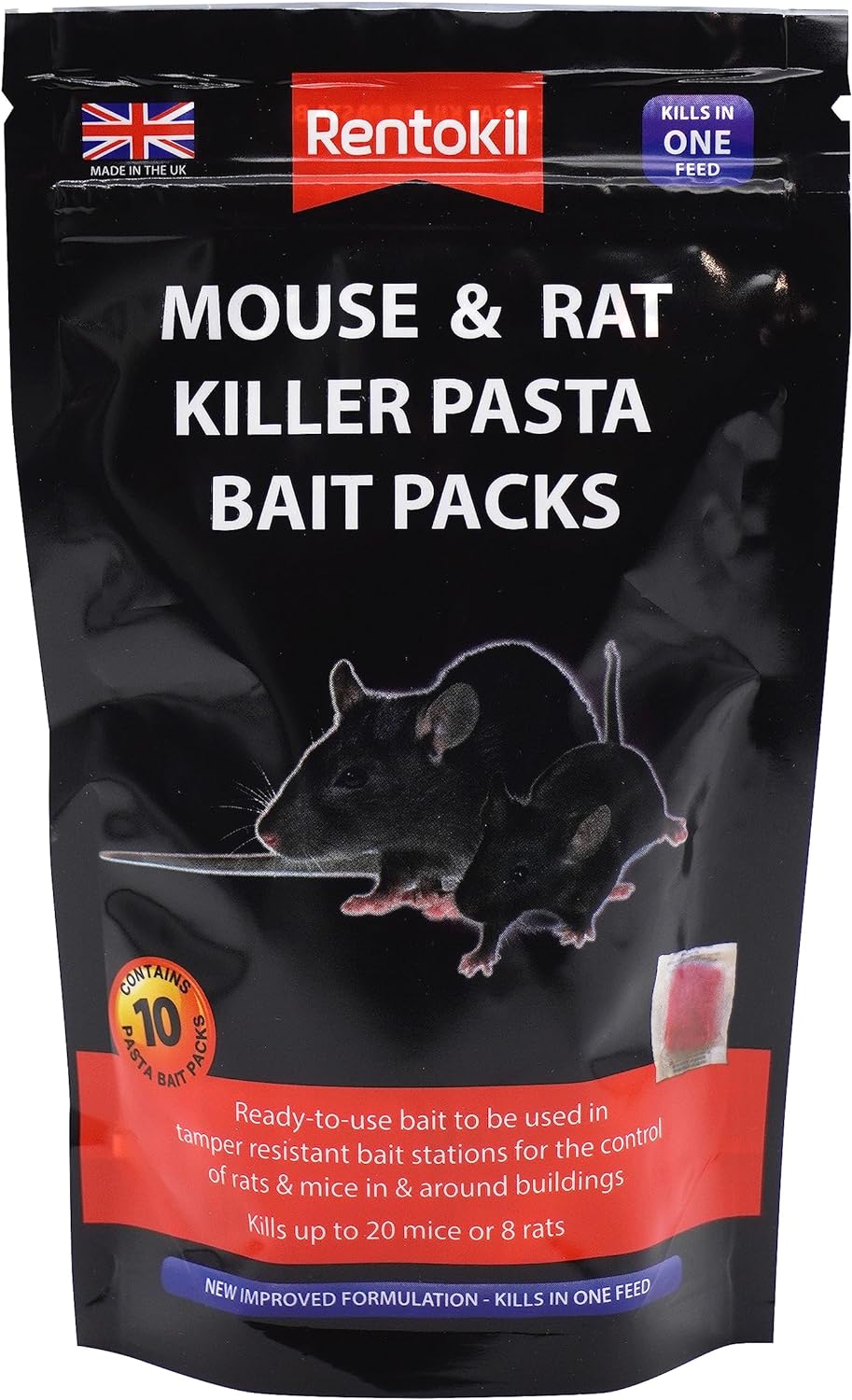 Rentokil Mouse & Rat Killer Pasta Bait Packs - 10g (Pack of 10 Sachet)