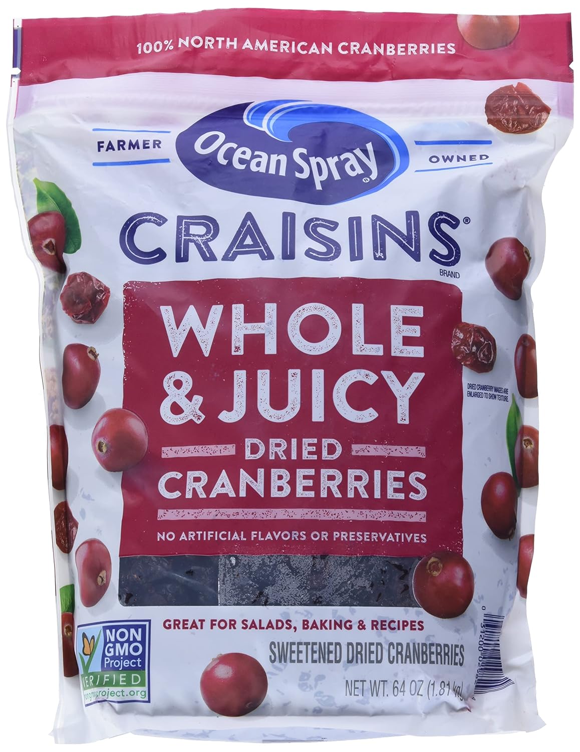 Ocean Spray Craisins Whole Dried Cranberries - 1.36 kg