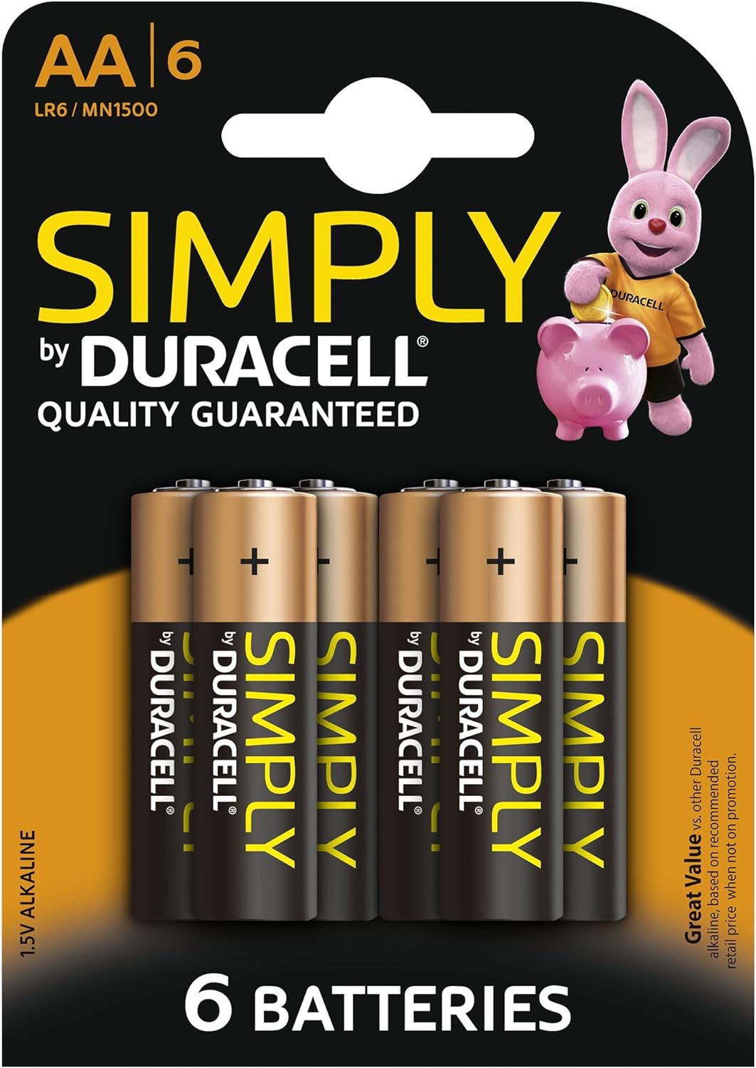 Duracell Plus AA Alkaline Batteries - Pack of 6