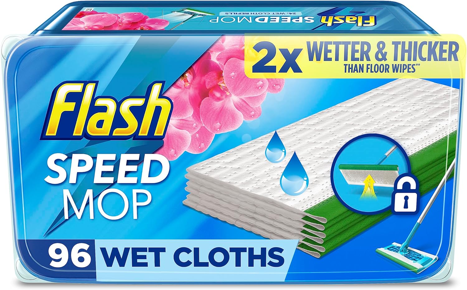 Flash Speedmop Wet Cloths, Wild Orchid - 96 Refills