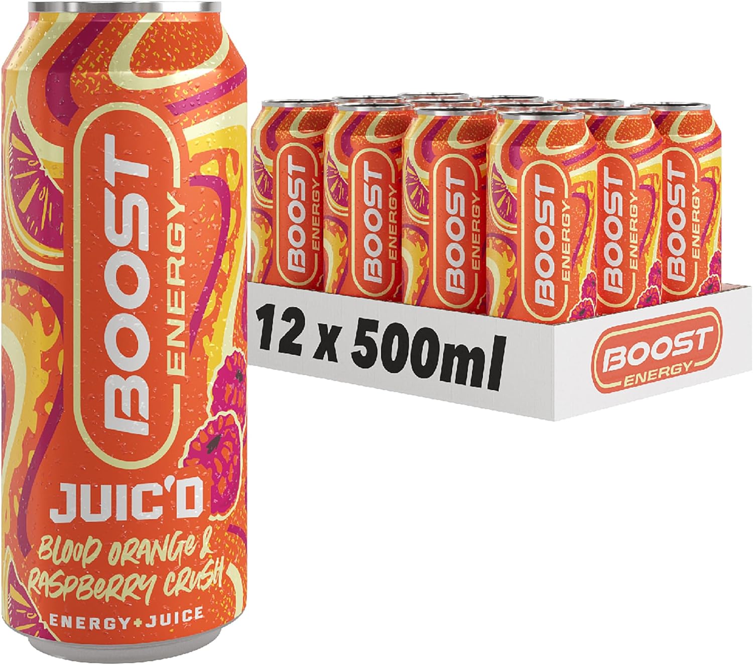 Boost Energy Juic'd Blood Orange & Raspberry - 500ml Case of 12