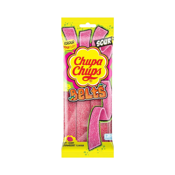 Chupa Chups Sour Strawberry Belts Pack - 90g