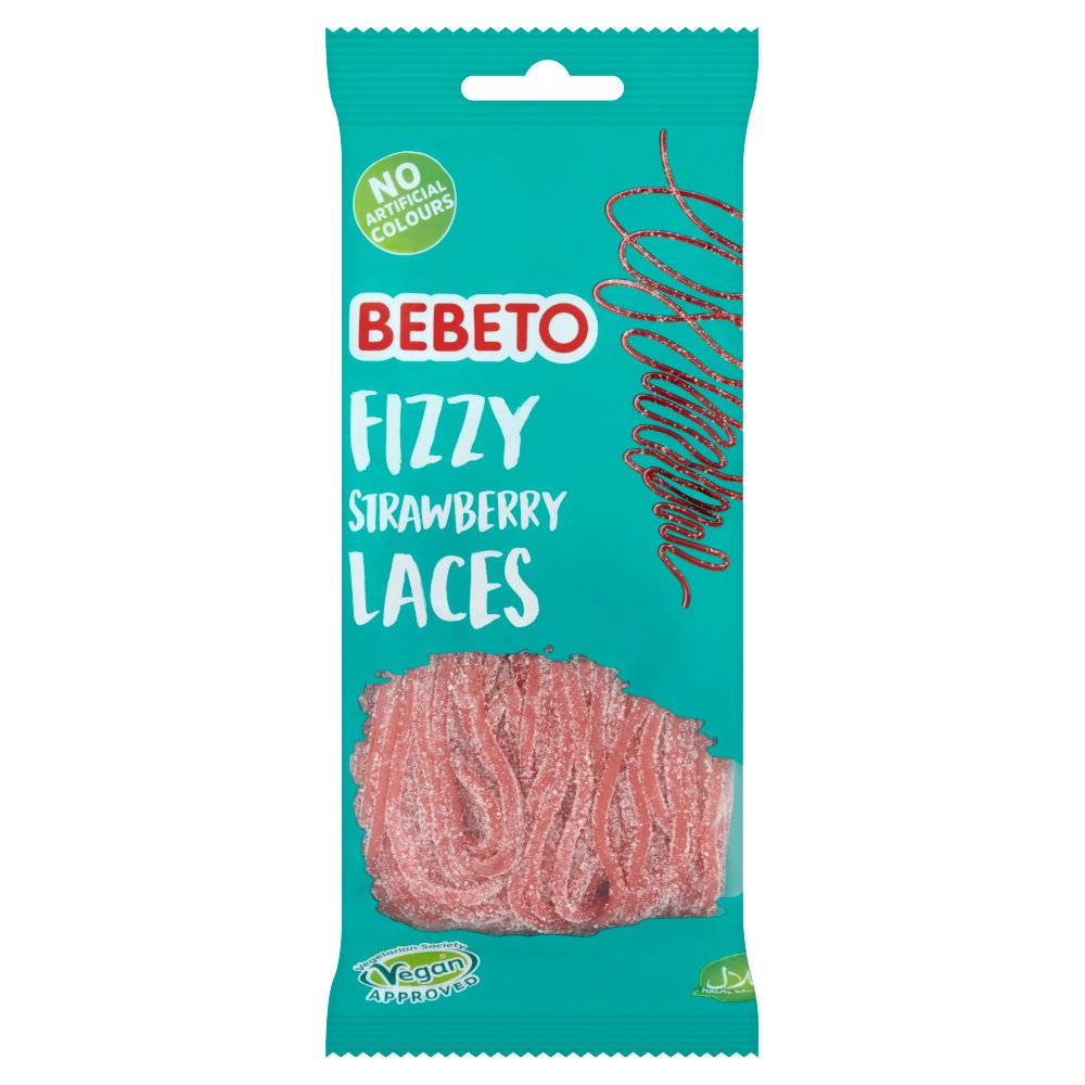 Bebeto Fizzy Strawberry Laces - 160g - Pack of 12