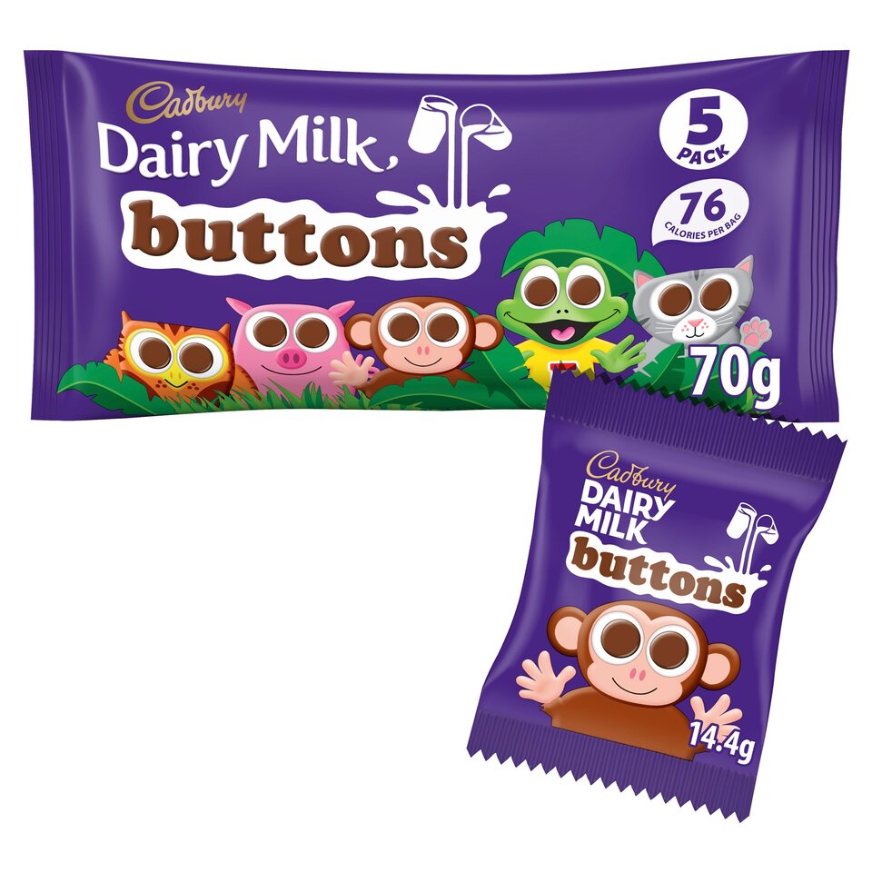 Cadbury Dairy Milk Buttons Treatsize Chocolate Bags 5 Pack - 70g