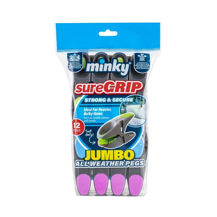 Minky Sure Grip Jumbo Pegs - Pack of 12