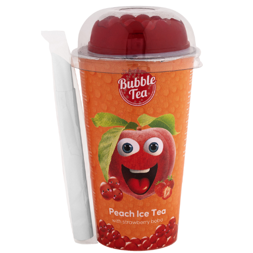 Bubble Tea Peach With Strawberry Boba - 350ml