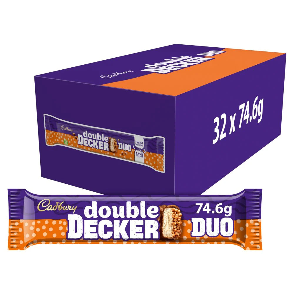 Cadbury Double Decker Duo Chocolate Bar - 74.6g - Pack of 32
