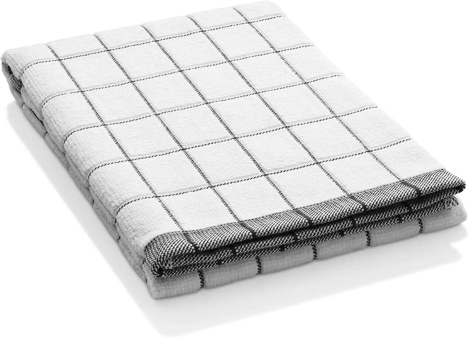E-Cloth Classic Check Tea Towel Microfibre - Black - Greens Essentials