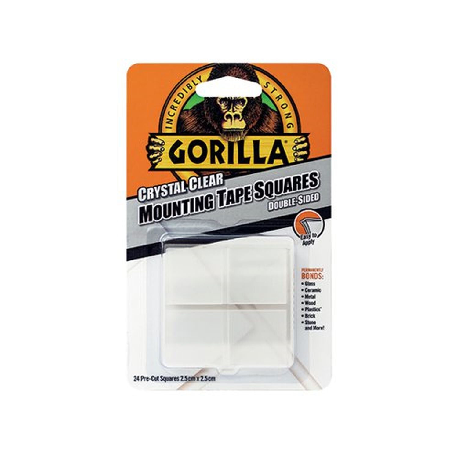 Gorilla Mounting Tape Squares Clear - 2.5cm