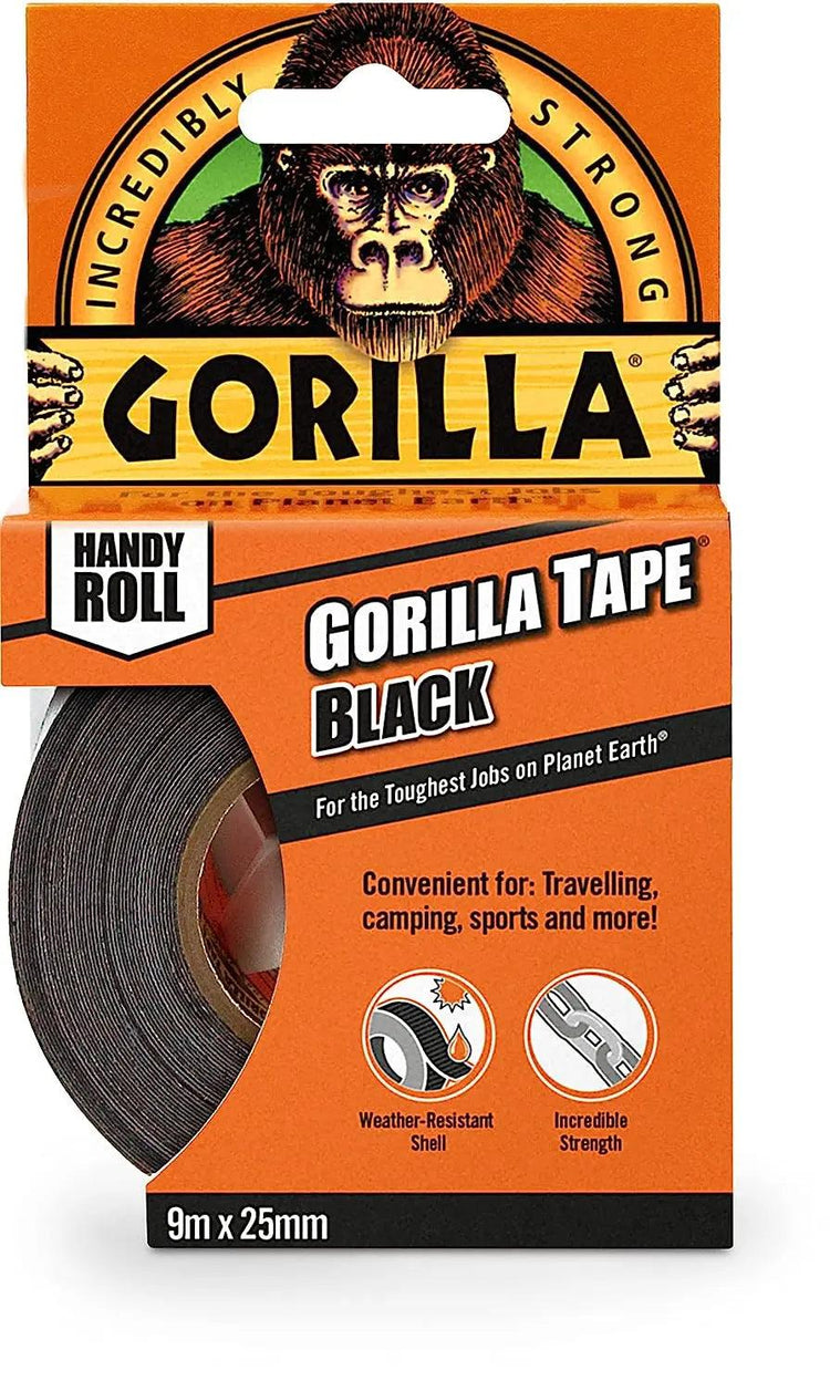 Gorilla Handy Roll Tape - Black - 9m - Greens Essentials