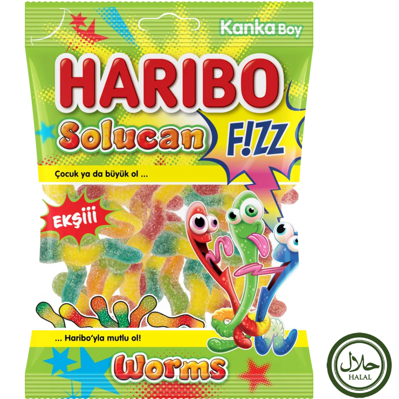 Haribo Halal Fizz Worm - 70g