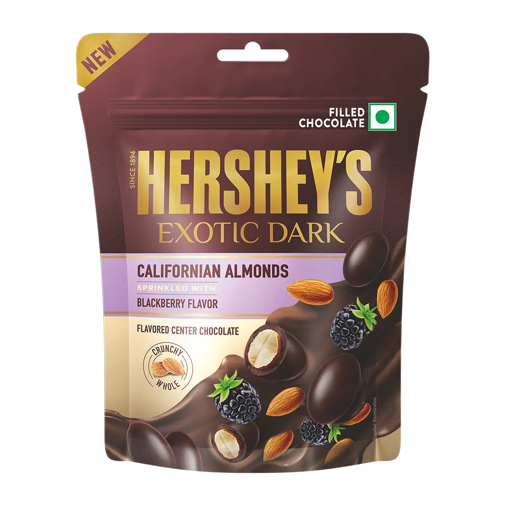 Hershey's Exotic Dark Californian Almonds Sprinkled With Blackberry Flavor Chocolate - 30 g
