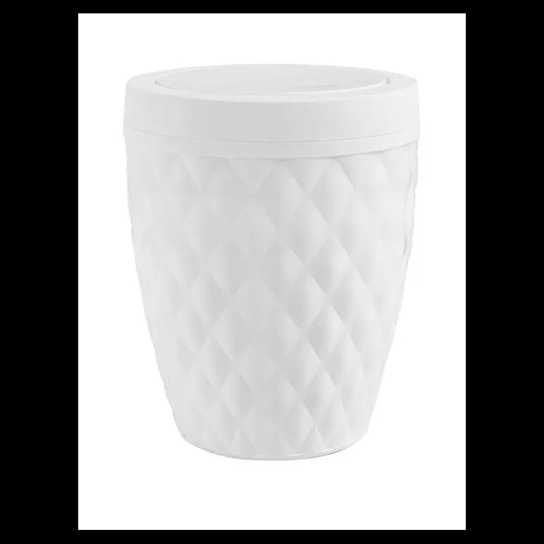 ADDIS Diamond Style Round Swing Lid Bathroom Bin 5 Litre – White