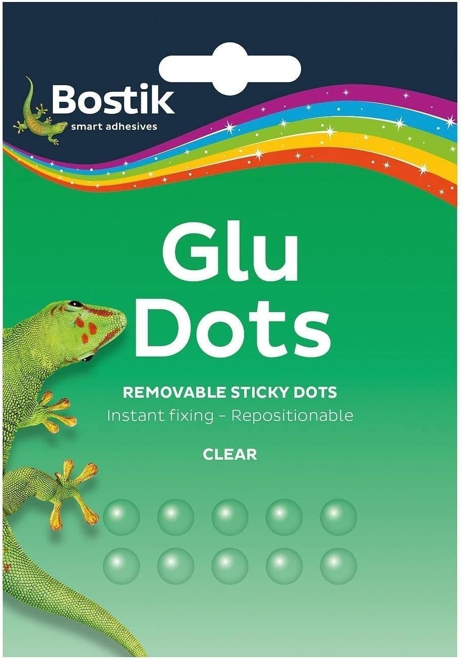 Bostik Removable Clear Glue Sticky Dots, 10mm  pack of 64