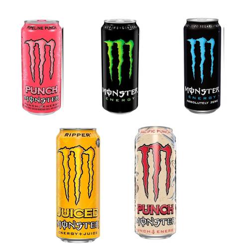 Monster Energy Drink Pipeline Punch - 500ml	x Monster Energy Drink x Absolutely Zero Energy Drink x Monster Energy Drink Ripper x Monster Pacific Punch