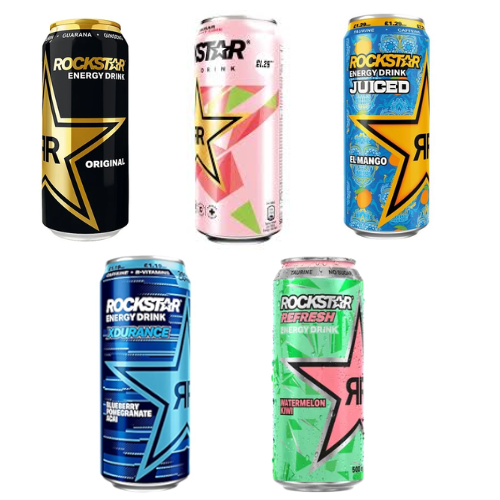 Rockstar Energy Drink Original - 500ml x Strawberry & Lime x Juiced El Mango x Xdurance Blueberry & Pomegranate x Watermelon Kiwi