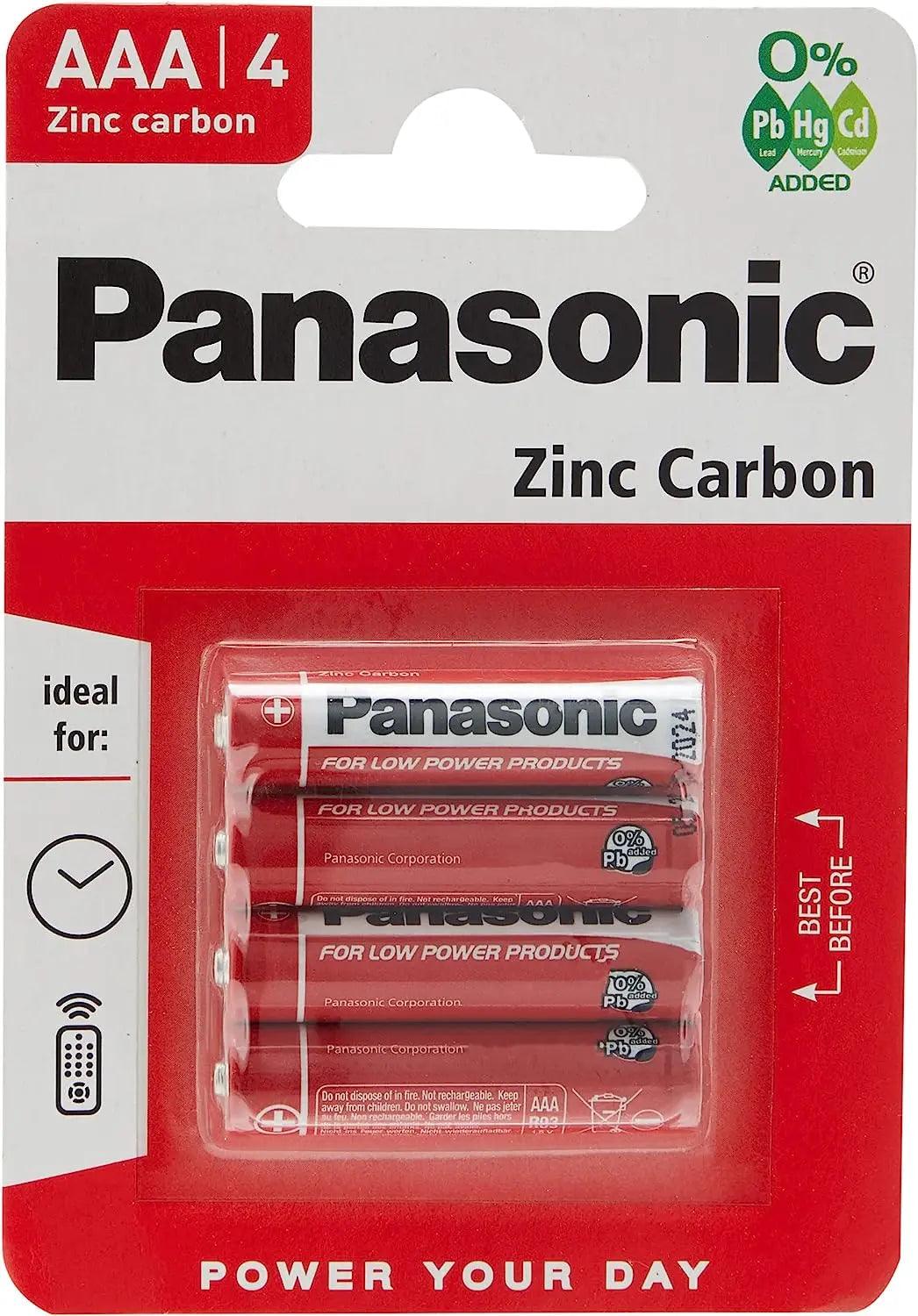 Panasonic AAA Zinc Carbon Batteries 1.5V - Pack of 4 - Greens Essentials
