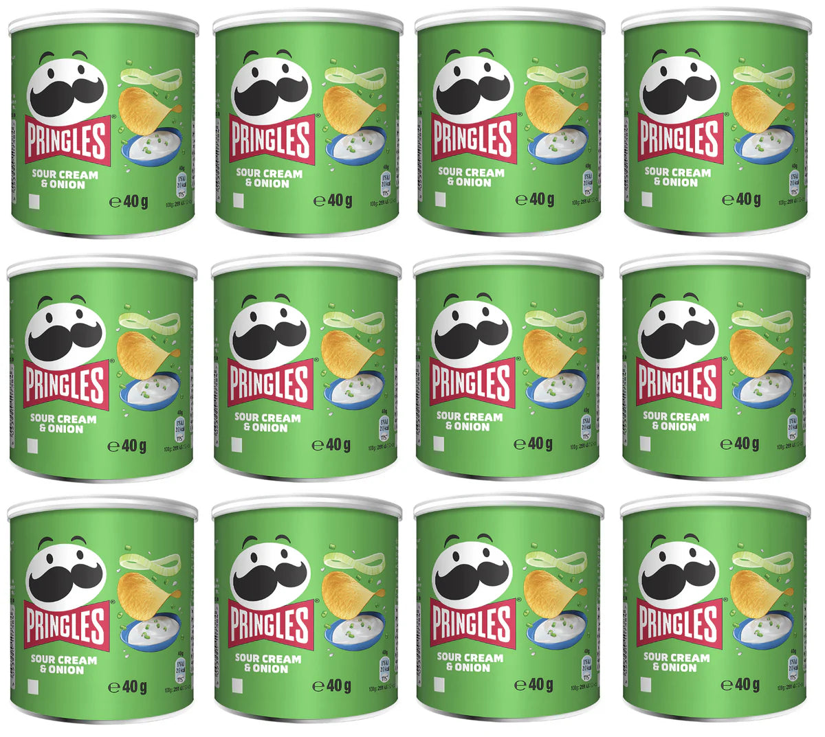 Pringles Sour Cream & Onion - 40g - Pack of 12 - Greens Essentials