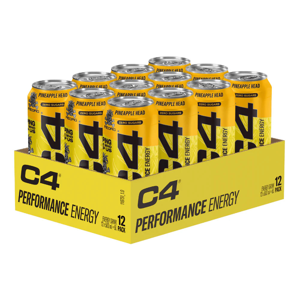 C4 Energy Drink Carbonated Pineapple REORG Charity - 500ml - Case of 12