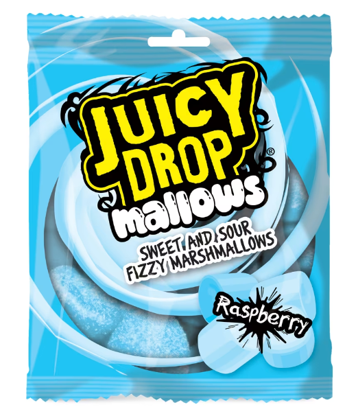 Bazooka Juicy Drop Mallows Raspberry Bag - 100g