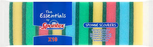 ‎Spontex Essentials Assorted Sponge Scourers - Pack of 10 - Greens Essentials