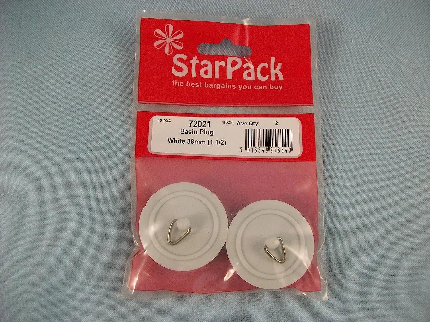 Starpack Basin Plug - White - 38mm - Pack of 2 - Greens Essentials