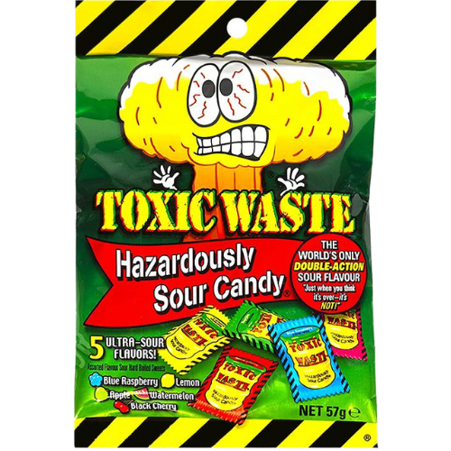 Toxic Waste Hazardously Sour Candy Bags - 57g
