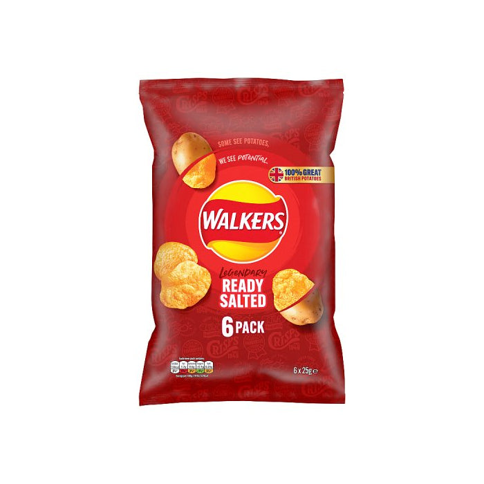 Walkers Ready Salted Crisps - 25g - Pack of 6