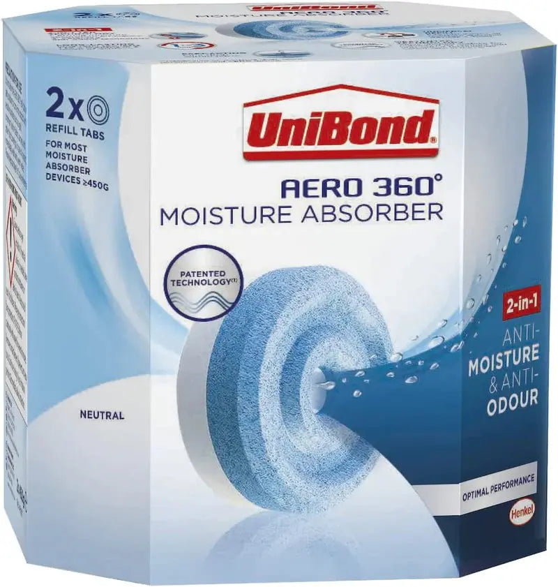 Unibond Aero 360° Moisture Absorber Neutral Refill Tab - 450grams - Pack of 2 - Greens Essentials