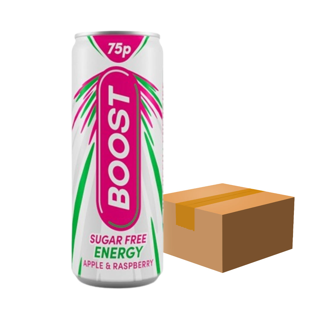 Boost Sugar Free Energy Apple & Raspberry Can - 250ml Case of 24