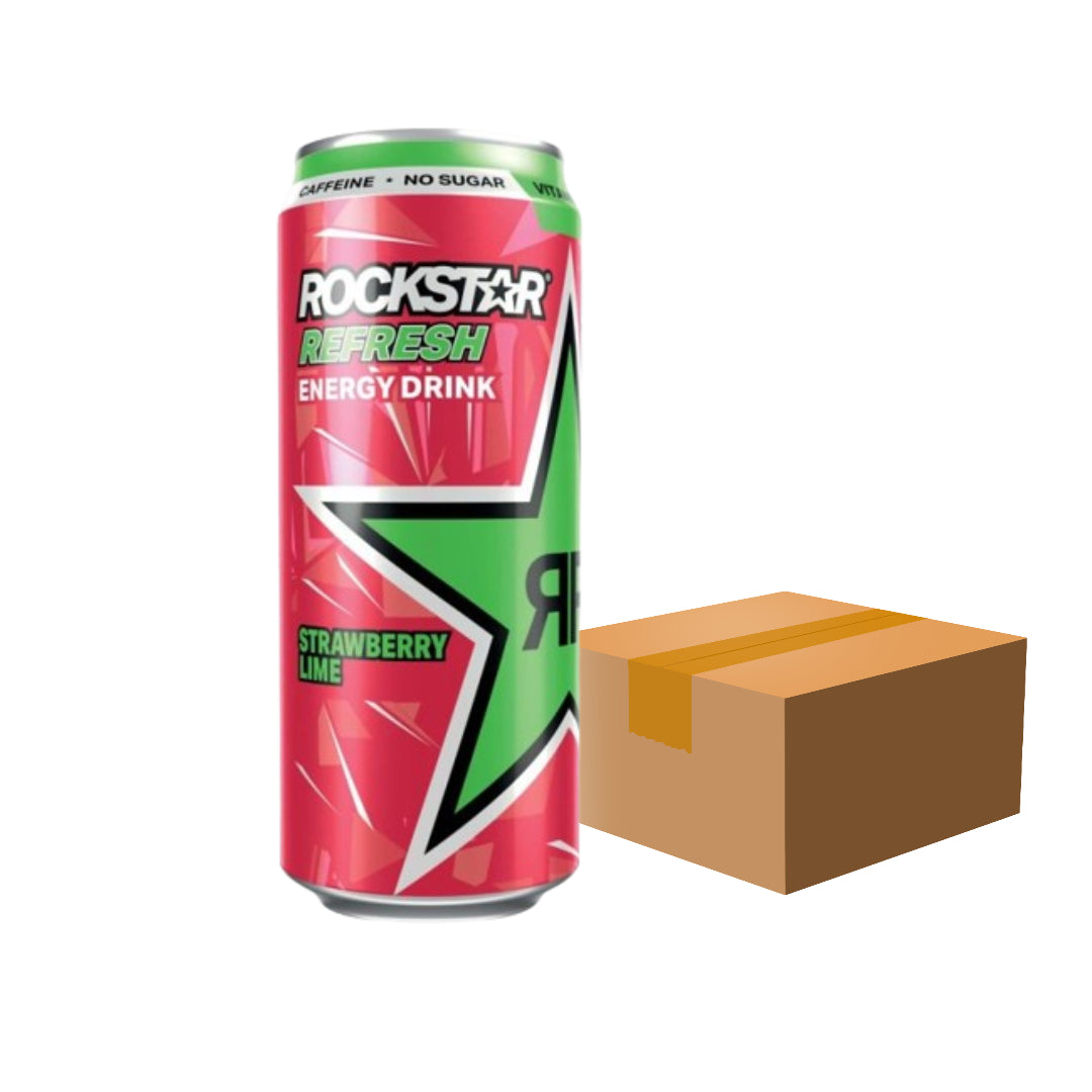 Rockstar Refresh Strawberry & Lime - 500ml Case of 12