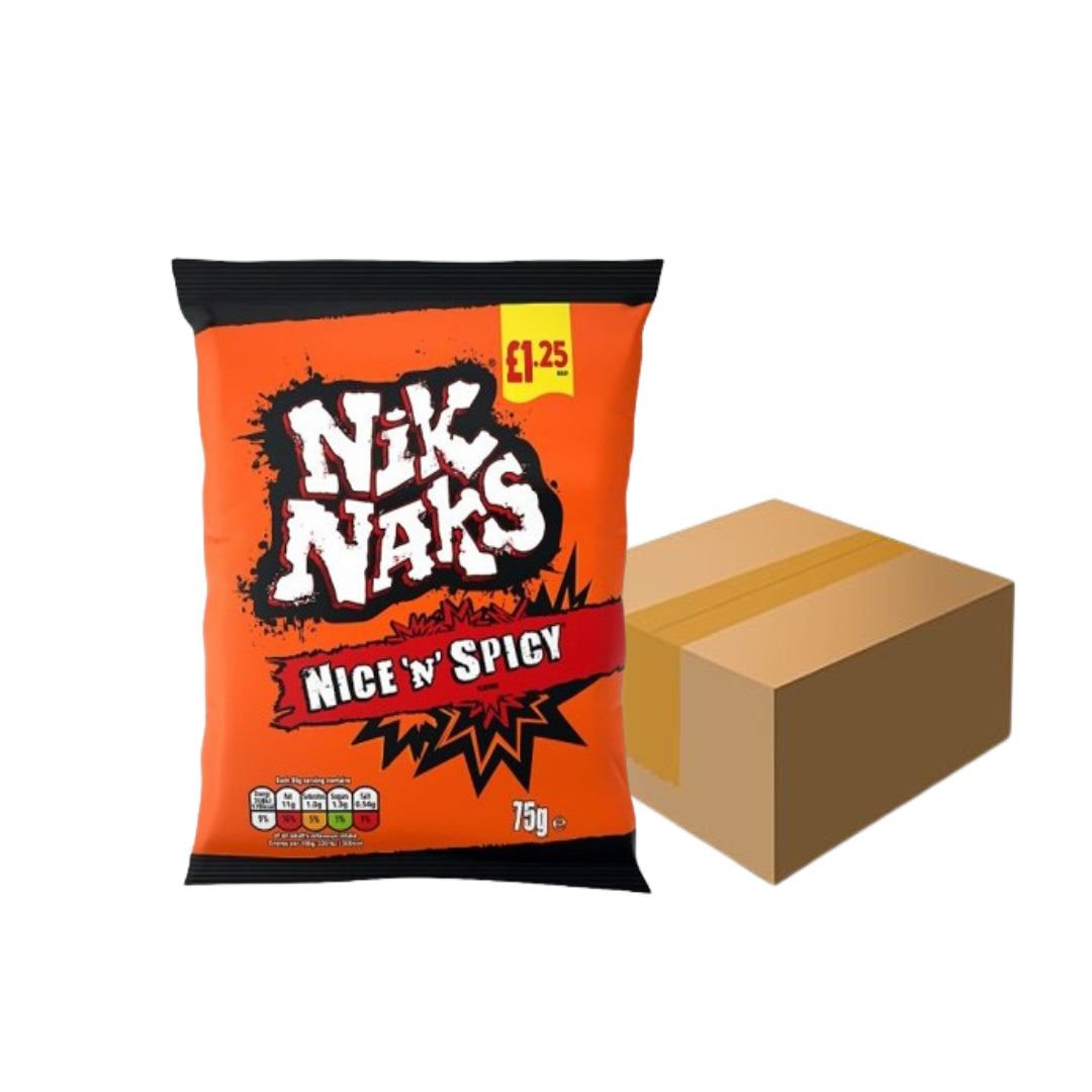 Nik Naks Nice'N' Spicy Crisps - 75g - Pack of 20