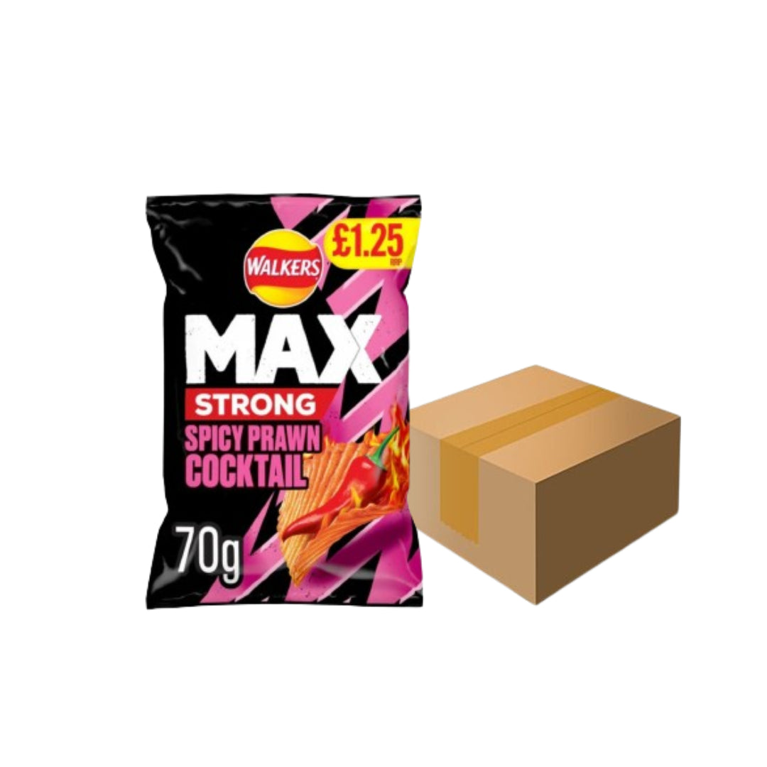 Walkers Max Strong Spicy Prawn Cocktail Crisps - 70g Pack of 15