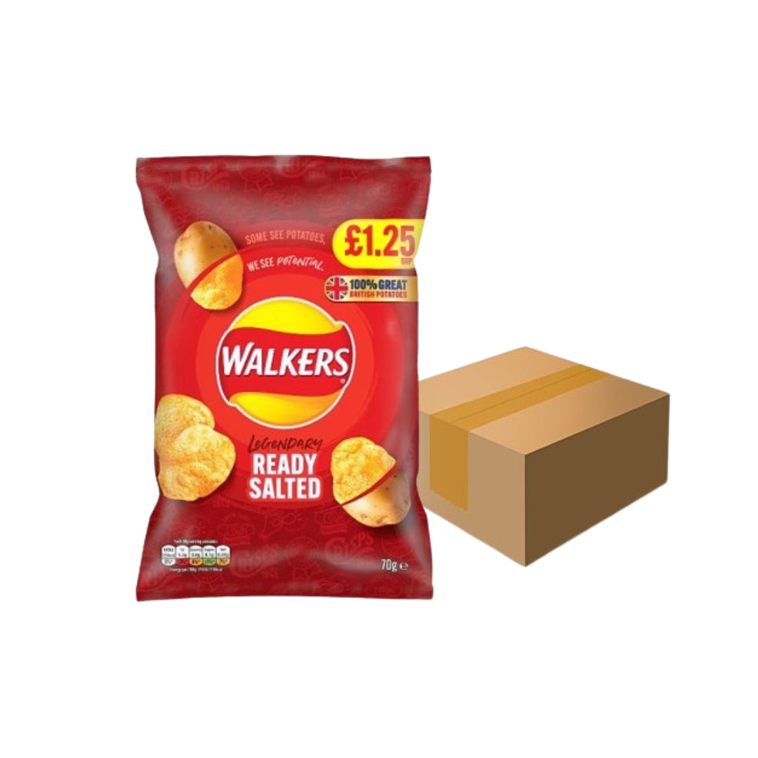 Walkers Ready Salted Crisps - 70g - Pack of 18