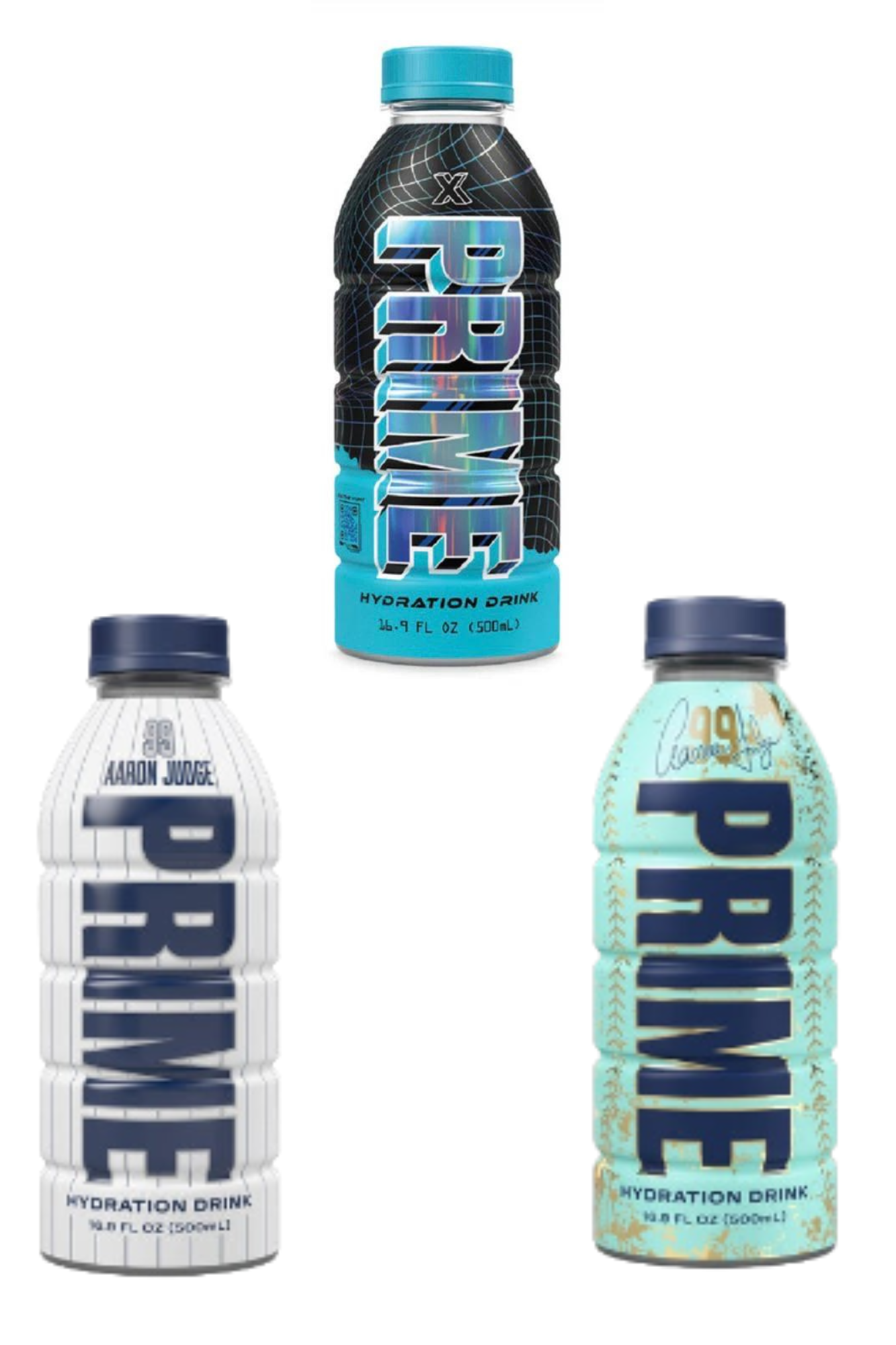 Prime Hydration 'X' Limited Edition x Aaron Judge White Bottle x Aaron Judge Blue Bottle - Pre Order