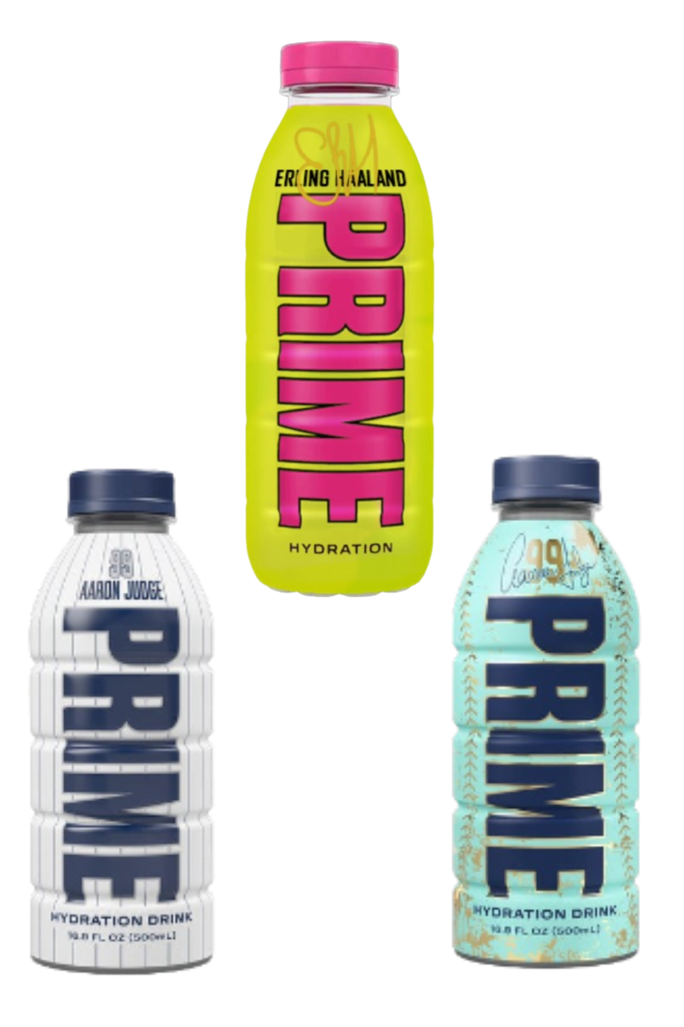 Prime Hydration Erling Haaland x Aaron Judge White Bottle x Aaron Judge Blue Bottle - Pre Order