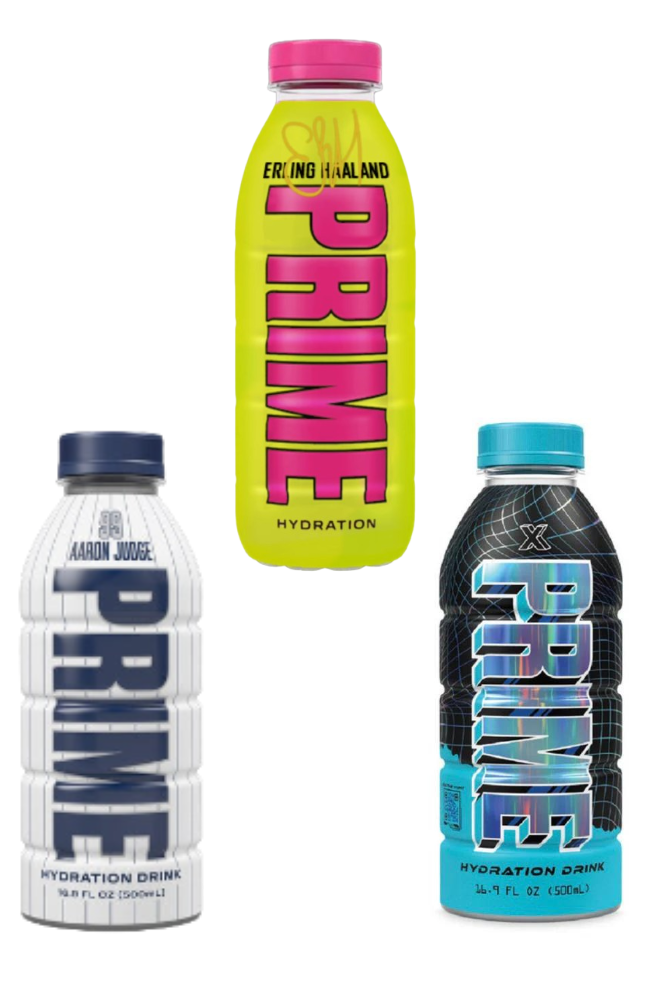Prime Hydration Erling Haaland x Aaron Judge White Bottle x 'X' Limited Edition - Pre Order