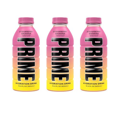Prime Hydration Drink Strawberry Banana - 500ml - Triple Pack