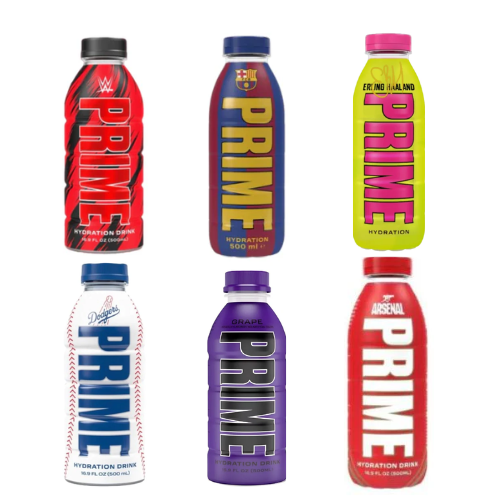 Prime Hydration WWE X Barcelona X Erling Haaland X Dodgers Ice Pop Fly X Grape X Arsenal Bundles