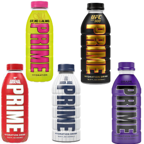 Prime Hydration Erling Haaland X UFC 300 X  Arsenal X  Aaron Judge White Bottle X Grape