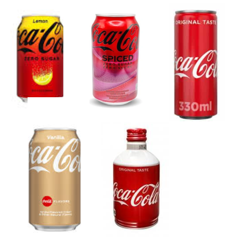 Coca Cola Spiced - 355ml x Coca Cola Lemon x Coca Cola Original Taste x Coca Cola Vanilla x Coca Cola Original (Japanese Import) - 330ml