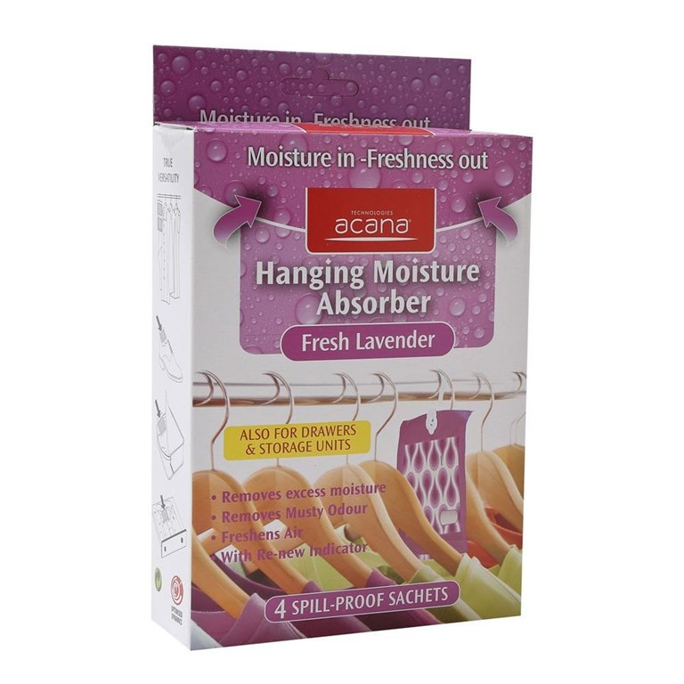 Acana Hanging Moisture Absorber - Fresh Lavender - Pack of 4 Sachets