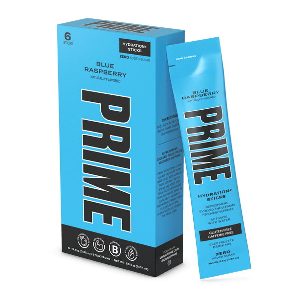 Prime Hydration Sticks Blue Raspberry - 9.3g - Pack of 6 - Greens Essentials