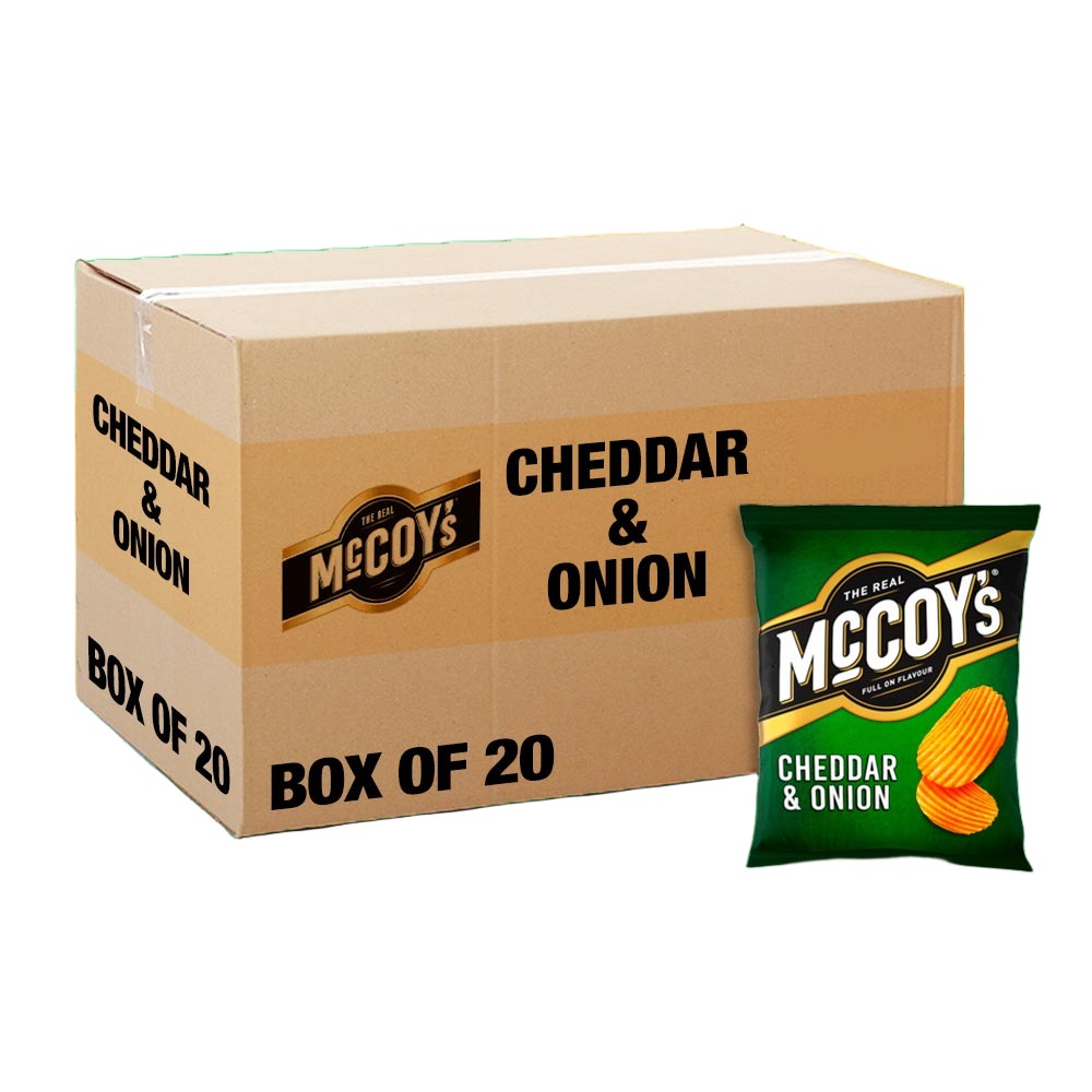 McCOY's Cheddar & Onion Crisps - 65g - Pack of 20