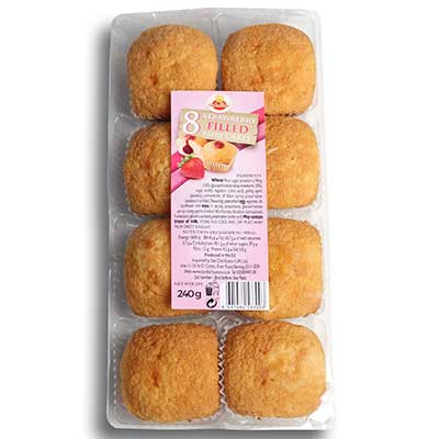 Cake Zone 8 Pack Strawberry Filled Fairy Cakes - 240g