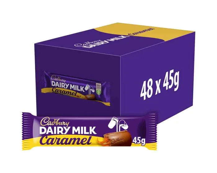 Cadbury Dairy Milk Caramel Chocolate Bar - 45g - Pack of 48
