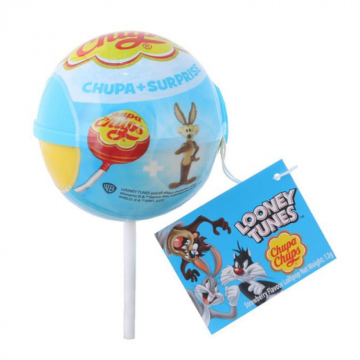 Chupa Chups Looney Tunes Strawberry Lollipop + Surprise - 12g